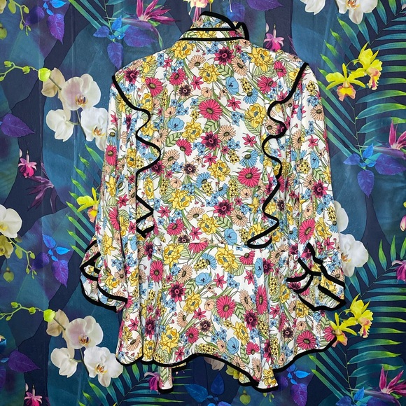 Floral Peplum Bow Blouse - Picture 2 of 2